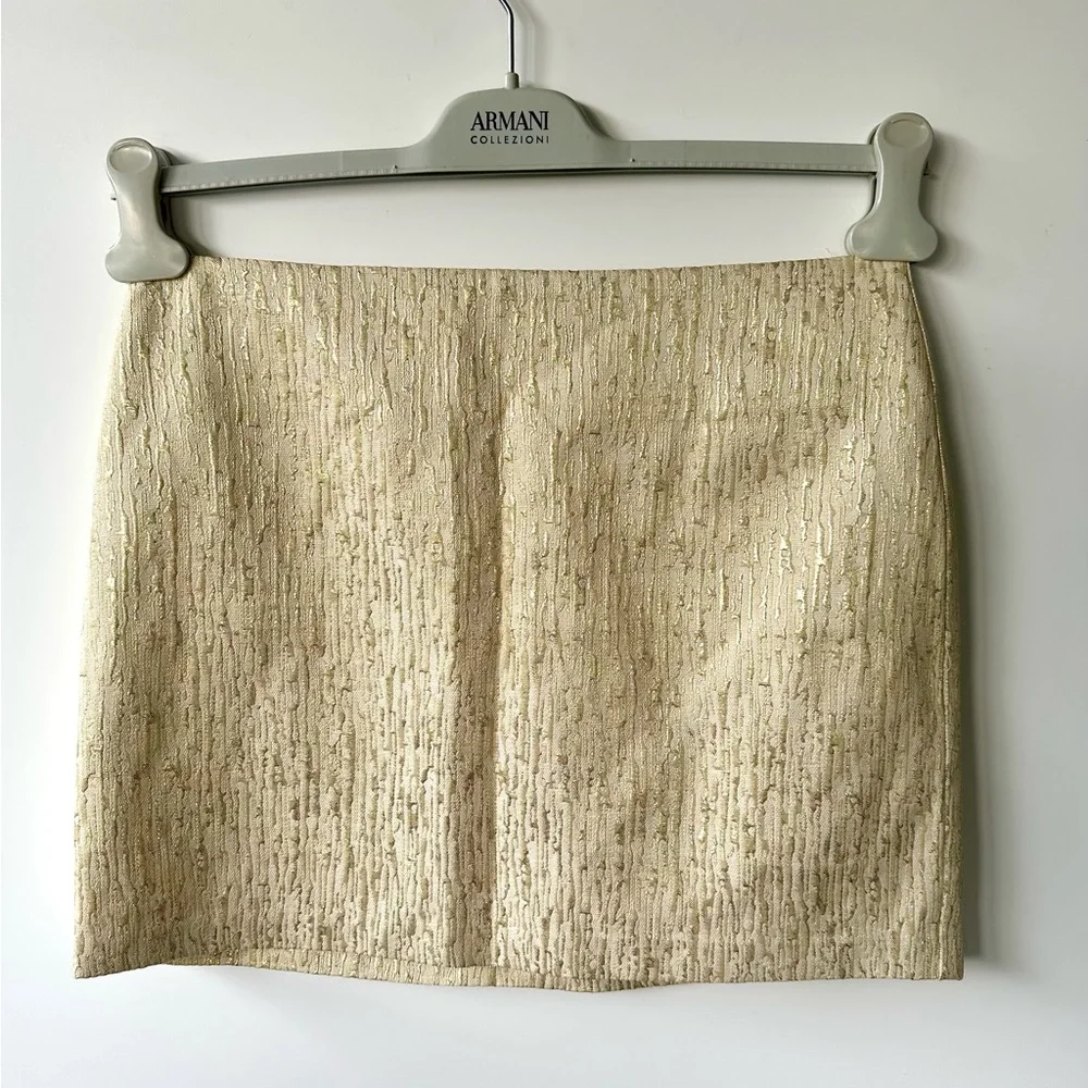 EUC BCX Gold Brocade Metallic Mini Skirt, size 7